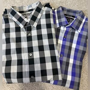 Lot of 2 Buffalo Check Plaid Men’s Dress Shirts Size Large 16-16 1/2 Express